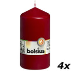 4er-Set Stumpenkerze - Höhe 13 cm - Durchmesser 6,8 cm - Altrot