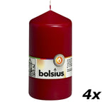 Set of 4 pillar candles - Height 13 cm - Diameter 6.8 cm - Antique red