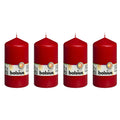 4er-Set Stumpenkerze - Höhe 13 cm - Durchmesser 6,8 cm - Rot