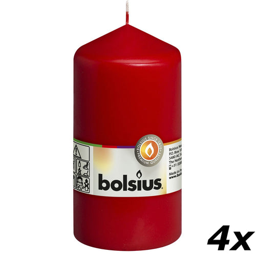Set of 4 pillar candles - Height 13 cm - Diameter 6.8 cm - Red