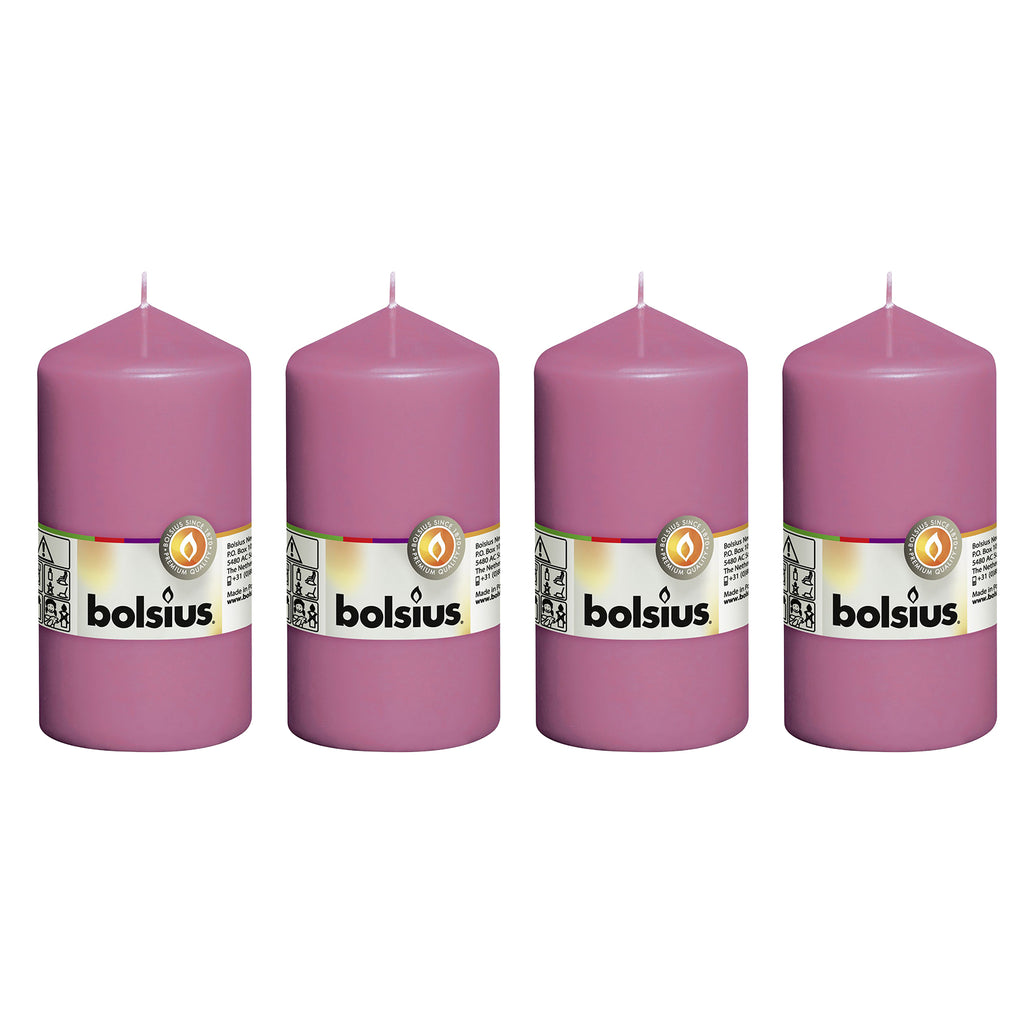 Set of 4 pillar candles - Height 13 cm - Diameter 6.8 cm - Fuchsia