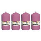 Set of 4 pillar candles - Height 13 cm - Diameter 6.8 cm - Fuchsia