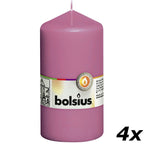 Set of 4 pillar candles - Height 13 cm - Diameter 6.8 cm - Fuchsia