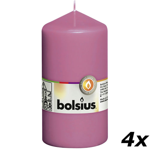 Set of 4 pillar candles - Height 13 cm - Diameter 6.8 cm - Fuchsia