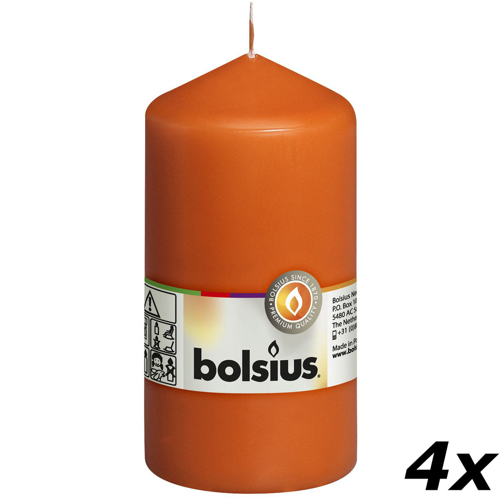 4er-Set Stumpenkerze - Höhe 13 cm - Durchmesser 6,8 cm - Mango