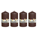 Lot de 4 bougies piliers - Hauteur 13 cm - Diamètre 6,8 cm - Brun châtaigne