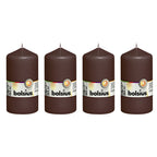Lot de 4 bougies piliers - Hauteur 13 cm - Diamètre 6,8 cm - Brun châtaigne