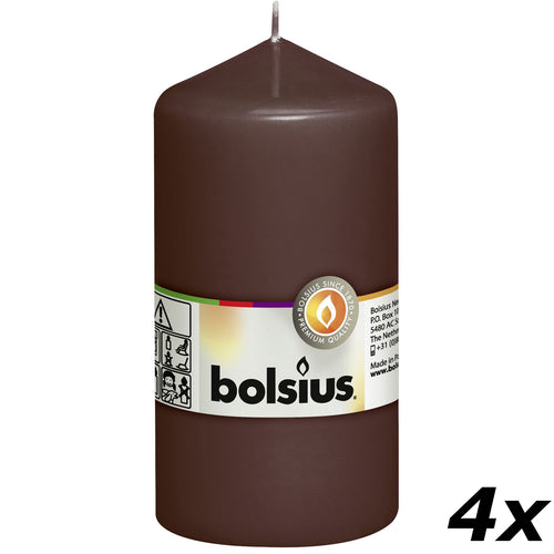 Set of 4 pillar candles - Height 13 cm - Diameter 6.8 cm - Chestnut brown