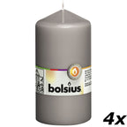 4er-Set Stumpenkerze - Höhe 13 cm - Durchmesser 6,8 cm - Warmes Grau