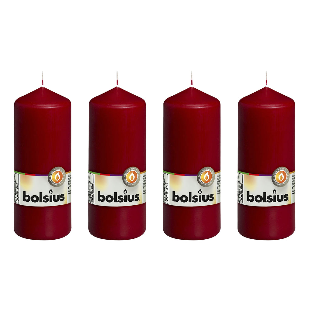 Set of 4 pillar candles - Height 15 cm - Diameter 5.8 cm - Antique red