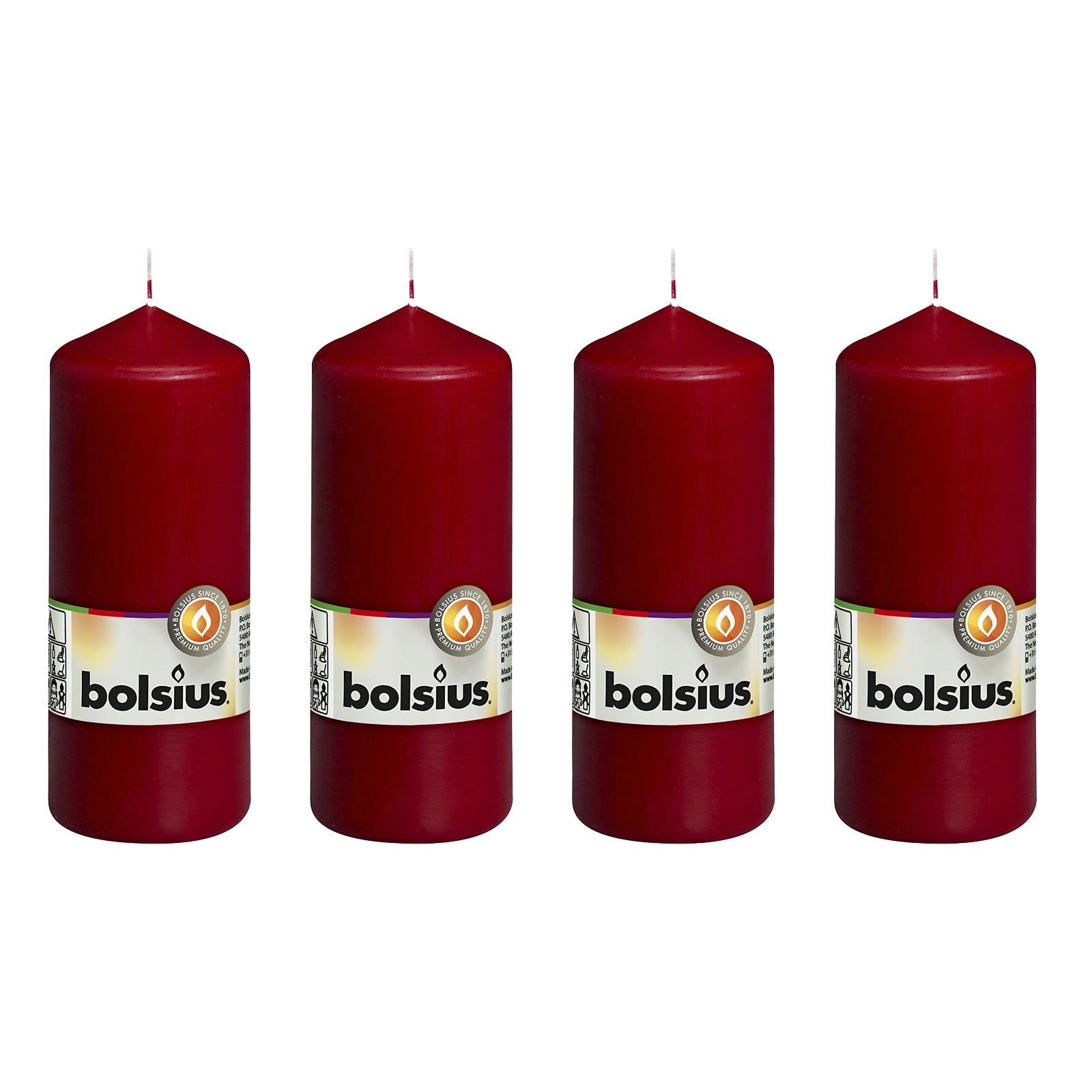 Set of 4 pillar candles - Height 15 cm - Diameter 5.8 cm - Antique red