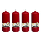 4er-Set Stumpenkerze - Höhe 15 cm - Durchmesser 5,8 cm - Rot