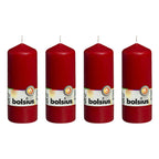 Lot de 4 bougies piliers - Hauteur 15 cm - Diamètre 5,8 cm - Rouge
