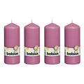 Lot de 4 bougies piliers - Hauteur 15 cm - Diamètre 5,8 cm - Fuchsia
