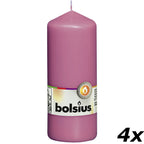 Lot de 4 bougies piliers - Hauteur 15 cm - Diamètre 5,8 cm - Fuchsia