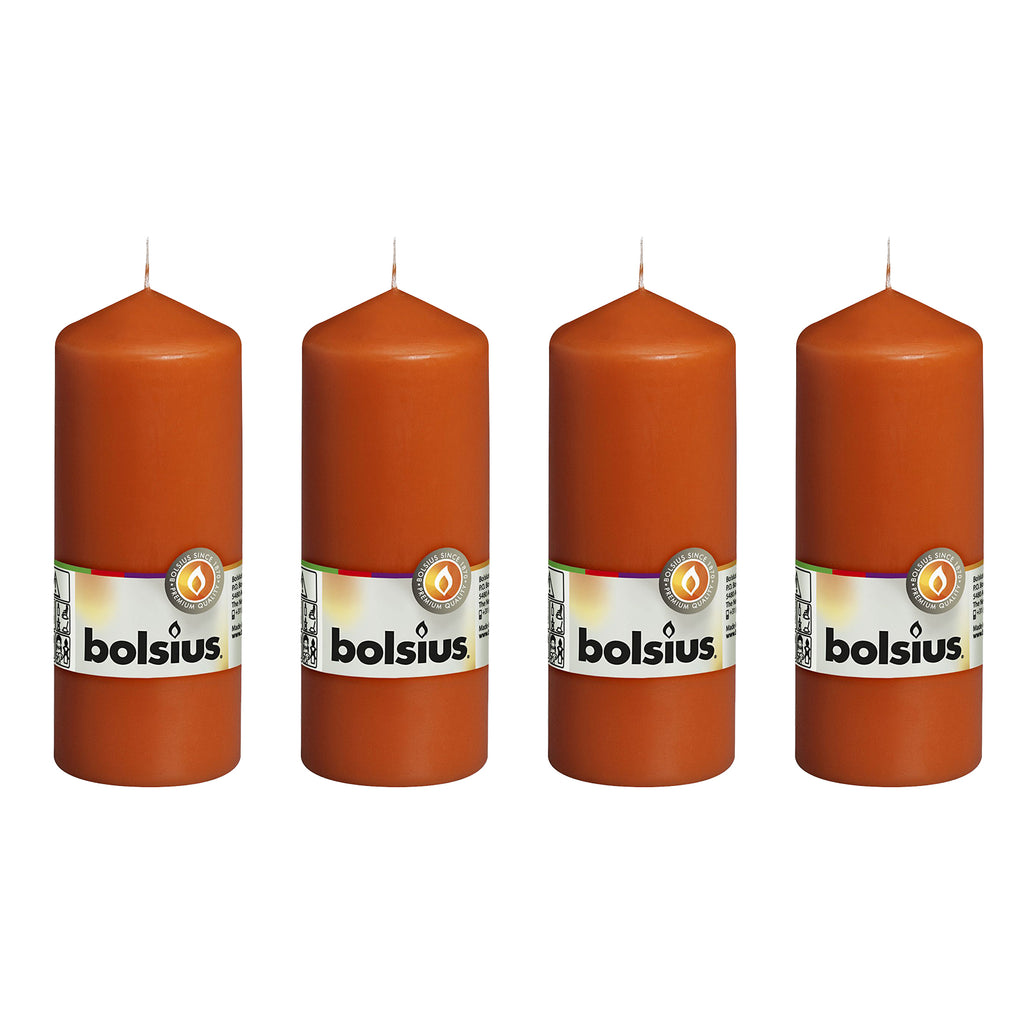 4er-Set Stumpenkerze - Höhe 15 cm - Durchmesser 5,8 cm - Mango