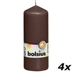 4er-Set Stumpenkerze - Höhe 15 cm - Durchmesser 5,8 cm - Kastanienbraun