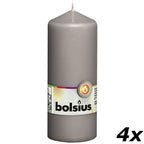 4er-Set Stumpenkerze - Höhe 15 cm - Durchmesser 5,8 cm - Warmes Grau