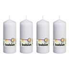 4er-Set Stumpenkerze - Höhe 15 cm - Durchmesser 5,8 cm - Weiß
