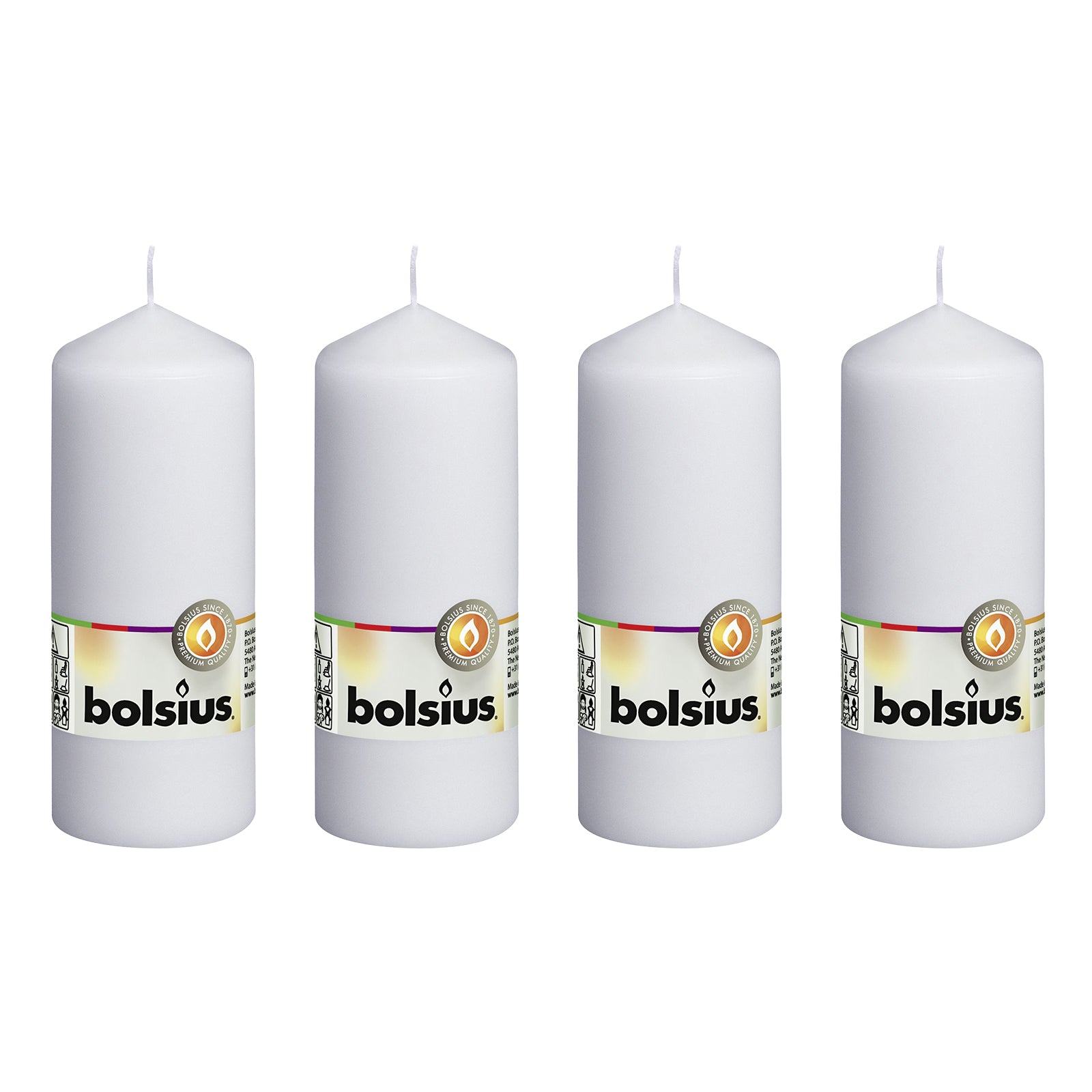 4er-Set Stumpenkerze - Höhe 15 cm - Durchmesser 5,8 cm - Weiß