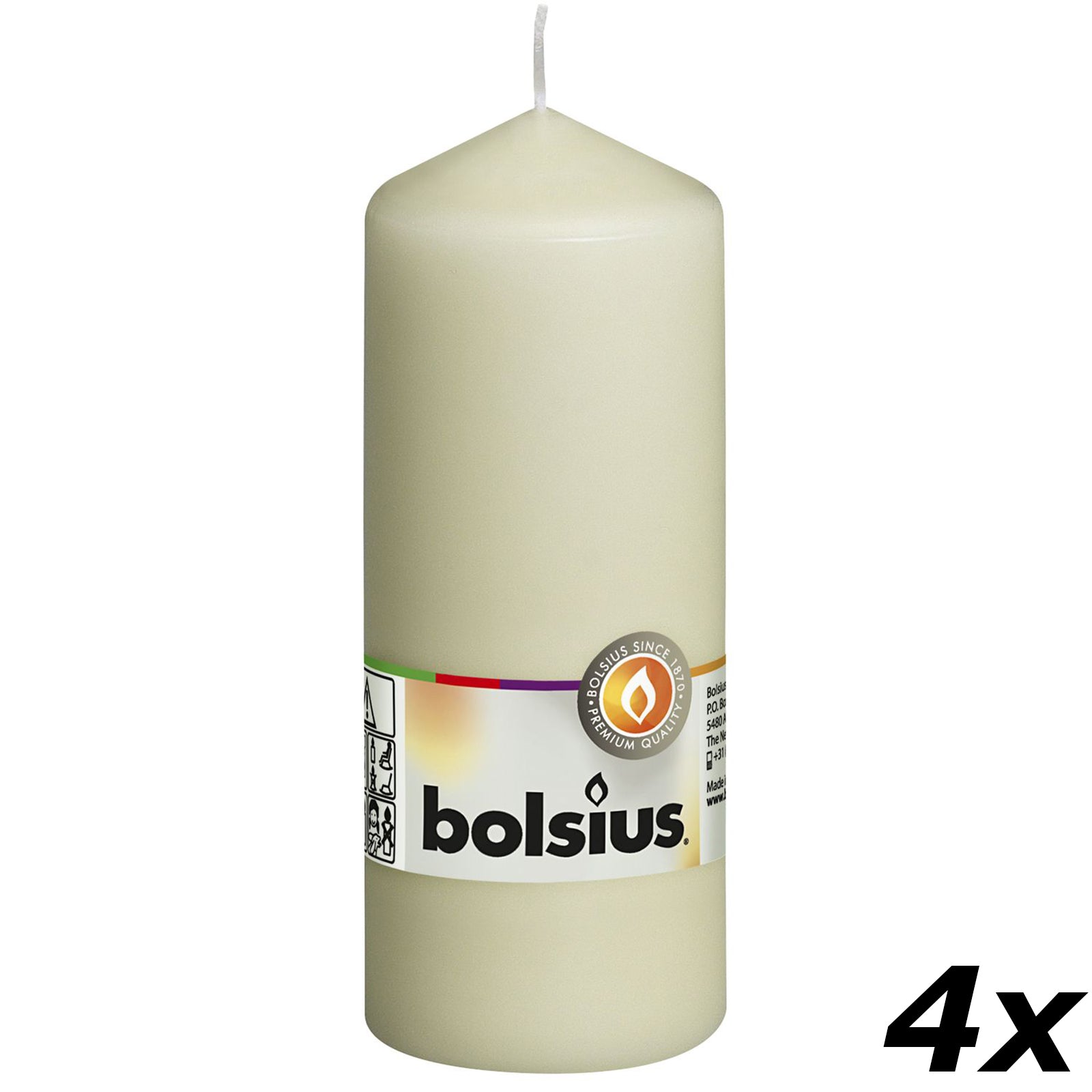 Set of 4 pillar candles - Height 15 cm - Diameter 5.8 cm - Ivory