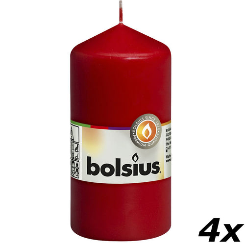 Set of 4 pillar candles - Height 12 cm - Diameter 5.8 cm - Red