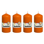 4er-Set Stumpenkerze - Höhe 12 cm - Durchmesser 5,8 cm - Mango