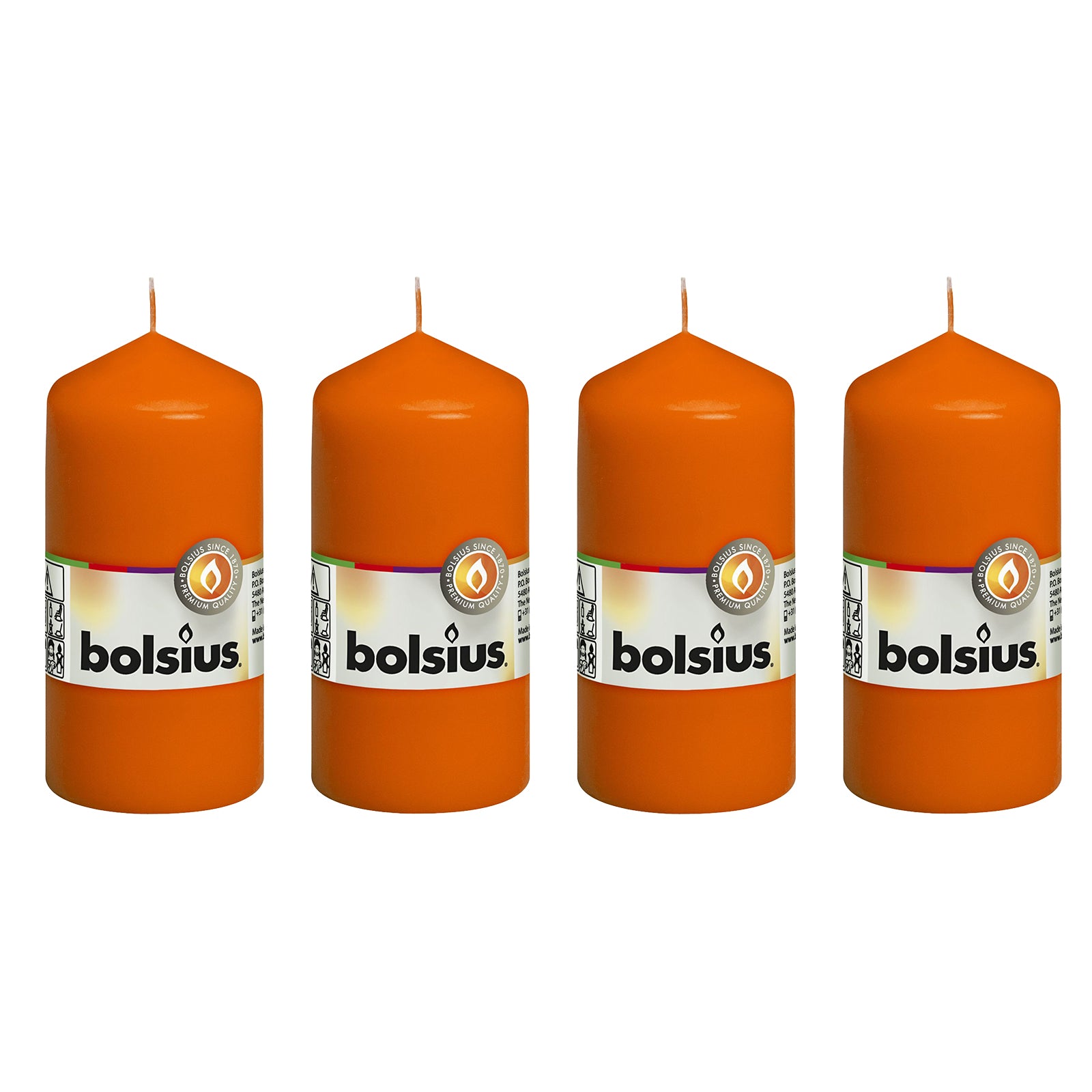 4er-Set Stumpenkerze - Höhe 12 cm - Durchmesser 5,8 cm - Mango