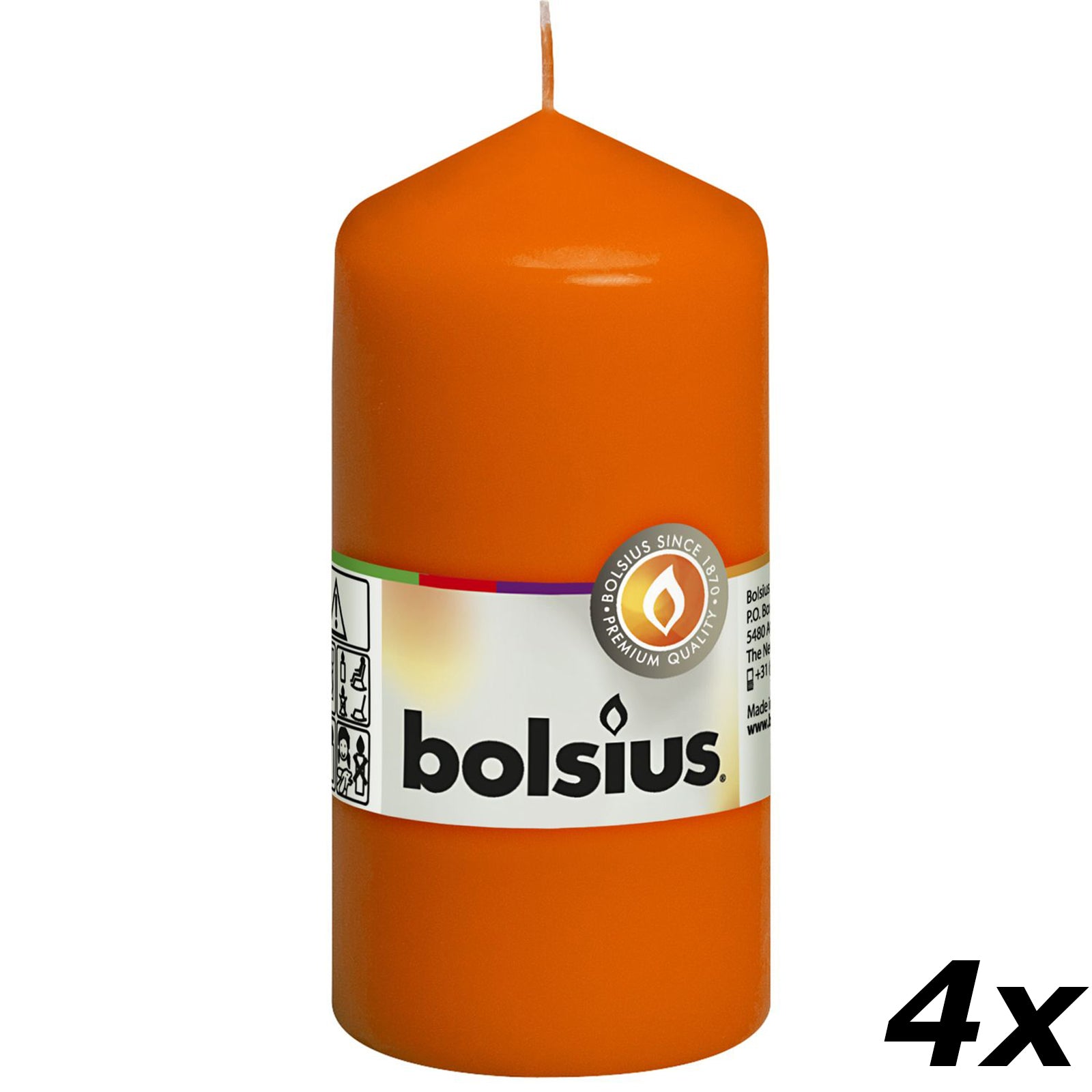 4er-Set Stumpenkerze - Höhe 12 cm - Durchmesser 5,8 cm - Mango