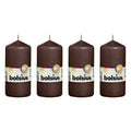 Lot de 4 bougies piliers - Hauteur 12 cm - Diamètre 5,8 cm - Brun châtaigne