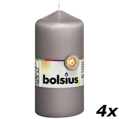 Set of 4 pillar candles - Height 12 cm - Diameter 5.8 cm - Warm grey