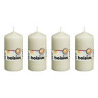 Lot de 4 bougies piliers - Hauteur 12 cm - Diamètre 5,8 cm - Ivoire