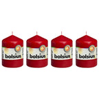 4er-Set Stumpenkerze - Höhe 8 cm - Durchmesser 5,8 cm - Rot