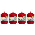 4er-Set Stumpenkerze - Höhe 8 cm - Durchmesser 5,8 cm - Rot