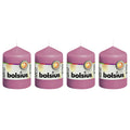 Lot de 4 bougies piliers - Hauteur 8 cm - Diamètre 5,8 cm - Fuchsia