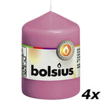 Lot de 4 bougies piliers - Hauteur 8 cm - Diamètre 5,8 cm - Fuchsia