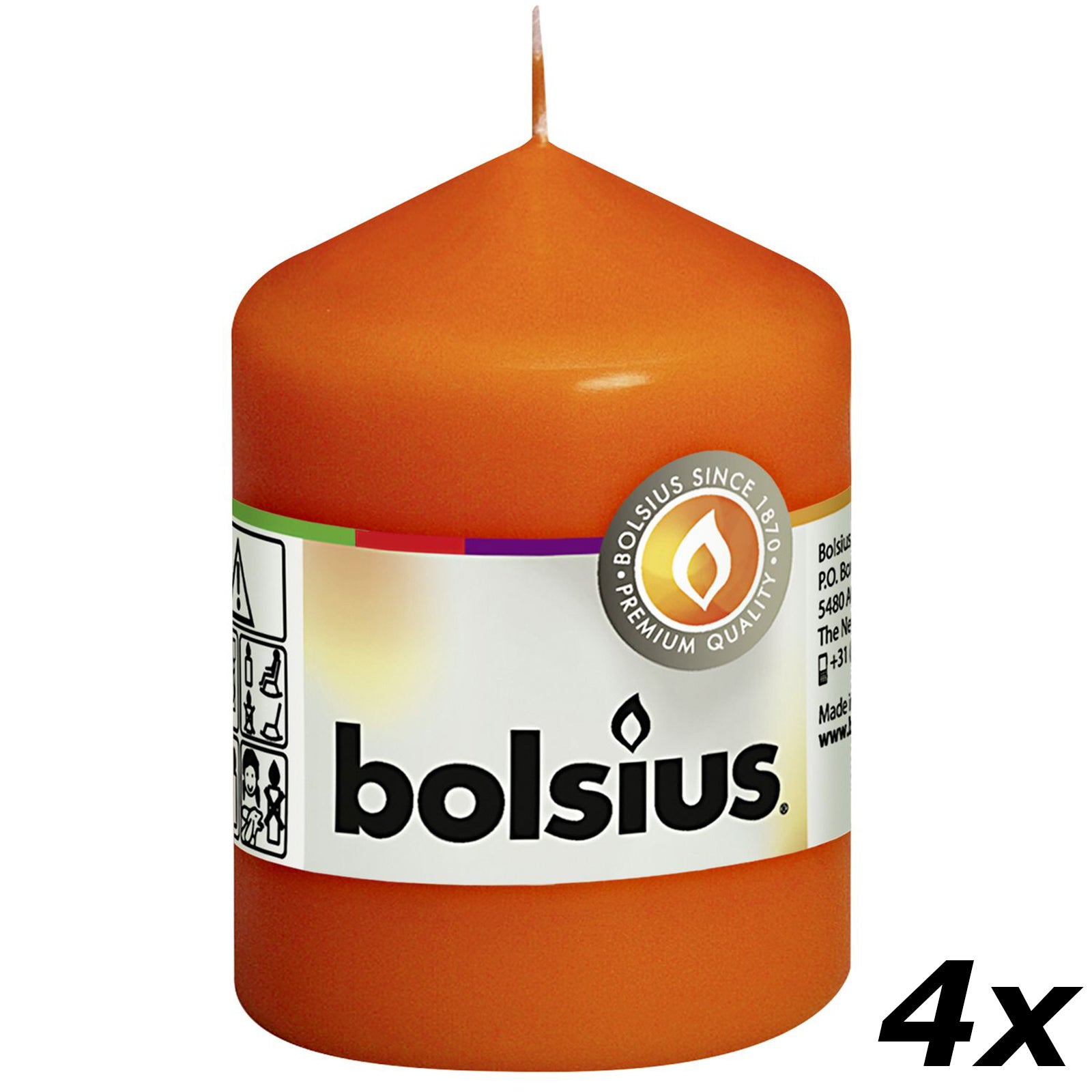 Set of 4 pillar candles - Height 8 cm - Diameter 5.8 cm - Mango