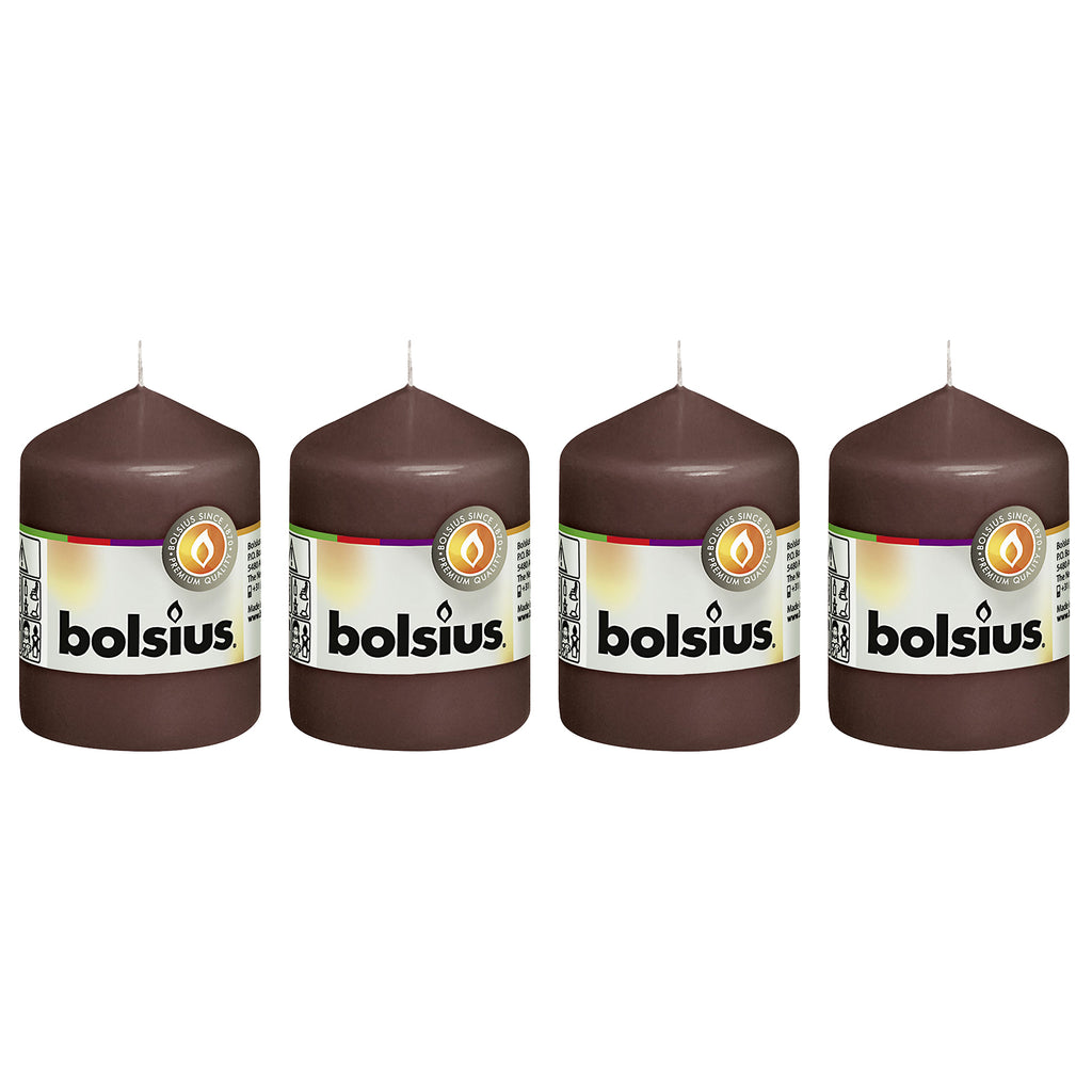4er-Set Stumpenkerze - Höhe 8 cm - Durchmesser 5,8 cm - Kastanienbraun