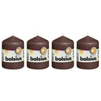 4er-Set Stumpenkerze - Höhe 8 cm - Durchmesser 5,8 cm - Kastanienbraun