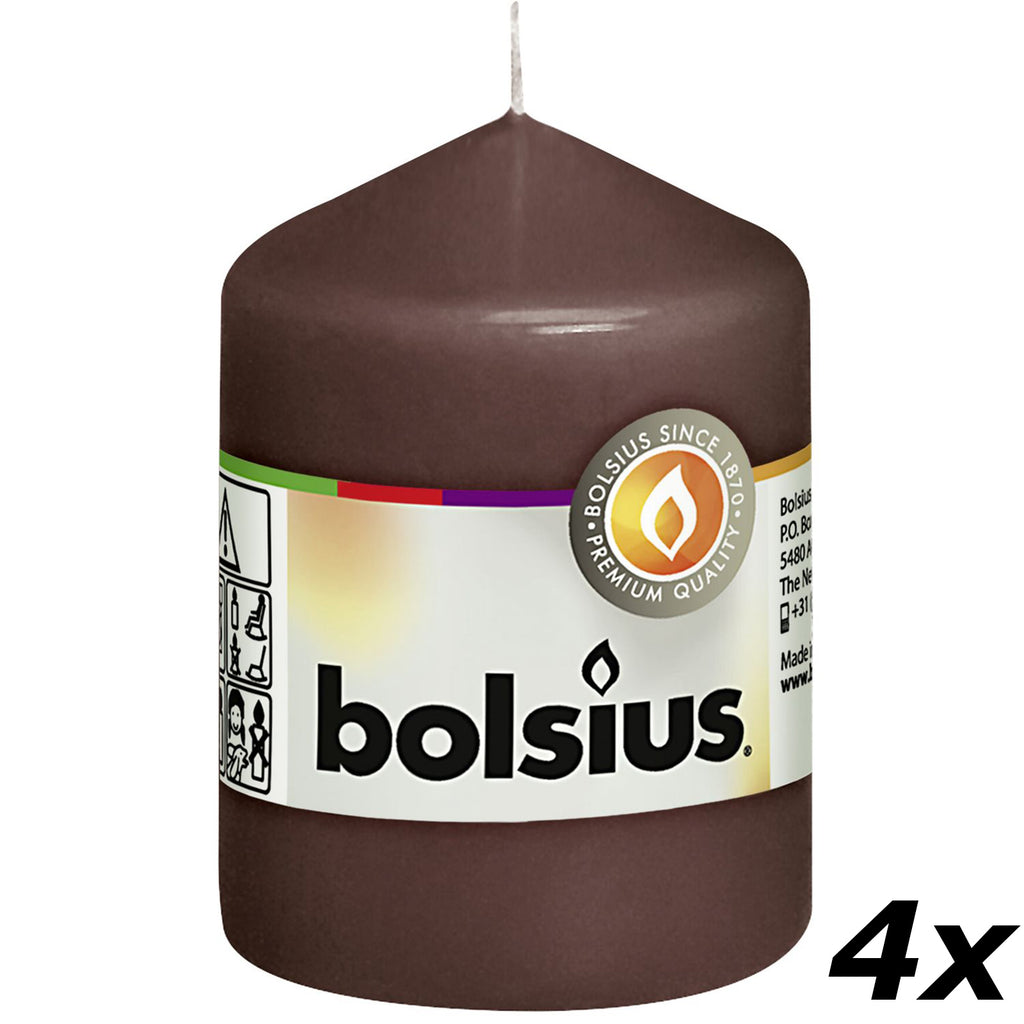 4er-Set Stumpenkerze - Höhe 8 cm - Durchmesser 5,8 cm - Kastanienbraun
