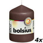 4er-Set Stumpenkerze - Höhe 8 cm - Durchmesser 5,8 cm - Kastanienbraun