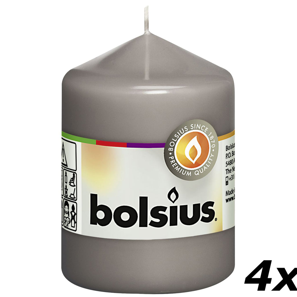 4er-Set Stumpenkerze - Höhe 8 cm - Durchmesser 5,8 cm - Warmes Grau