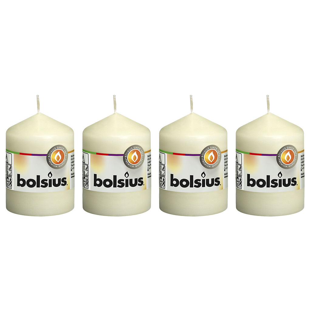4er-Set Stumpenkerze - Höhe 8 cm - Durchmesser 5,8 cm - Elfenbein