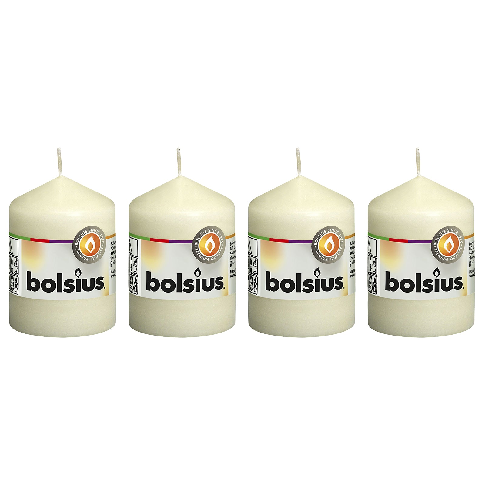 4er-Set Stumpenkerze - Höhe 8 cm - Durchmesser 5,8 cm - Elfenbein