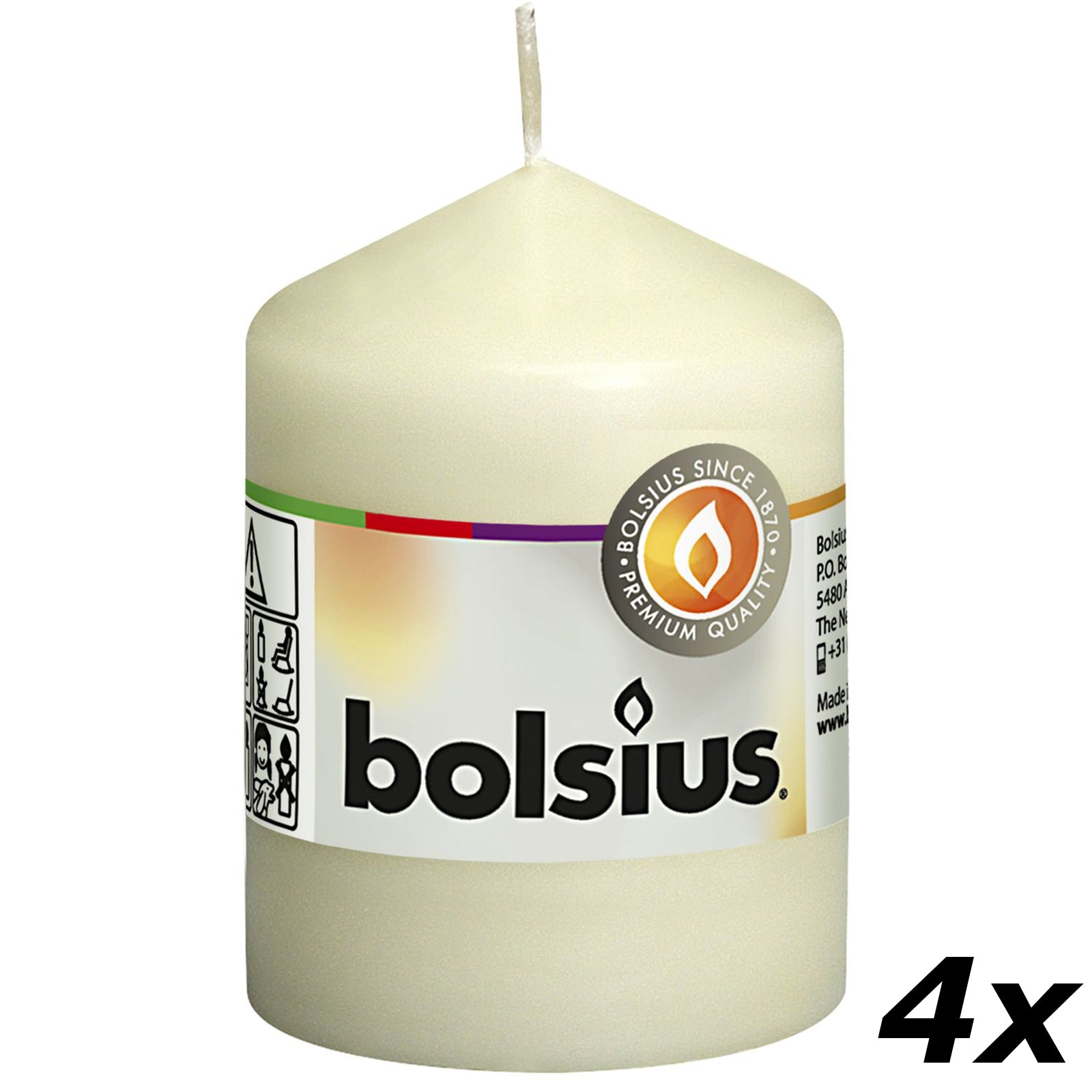 4er-Set Stumpenkerze - Höhe 8 cm - Durchmesser 5,8 cm - Elfenbein