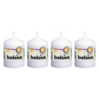 Lot de 4 bougies piliers - Hauteur 8 cm - Diamètre 5,8 cm - Blanches