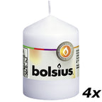 Lot de 4 bougies piliers - Hauteur 8 cm - Diamètre 5,8 cm - Blanches