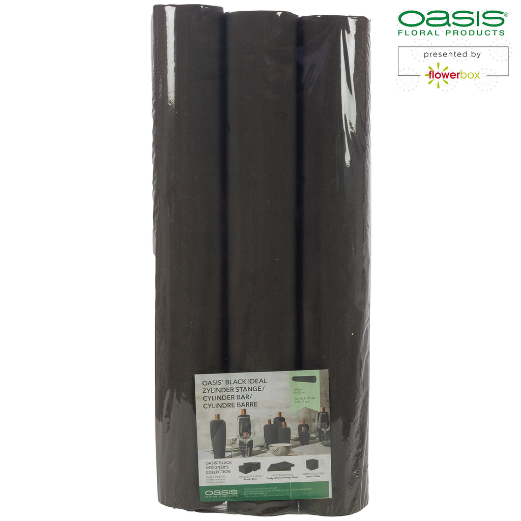 OASIS® BLACK IDEAL Zylinder Stange, Designer's Collection - Höhe 55 cm - Durchmesser 8 cm - 3 Stück
