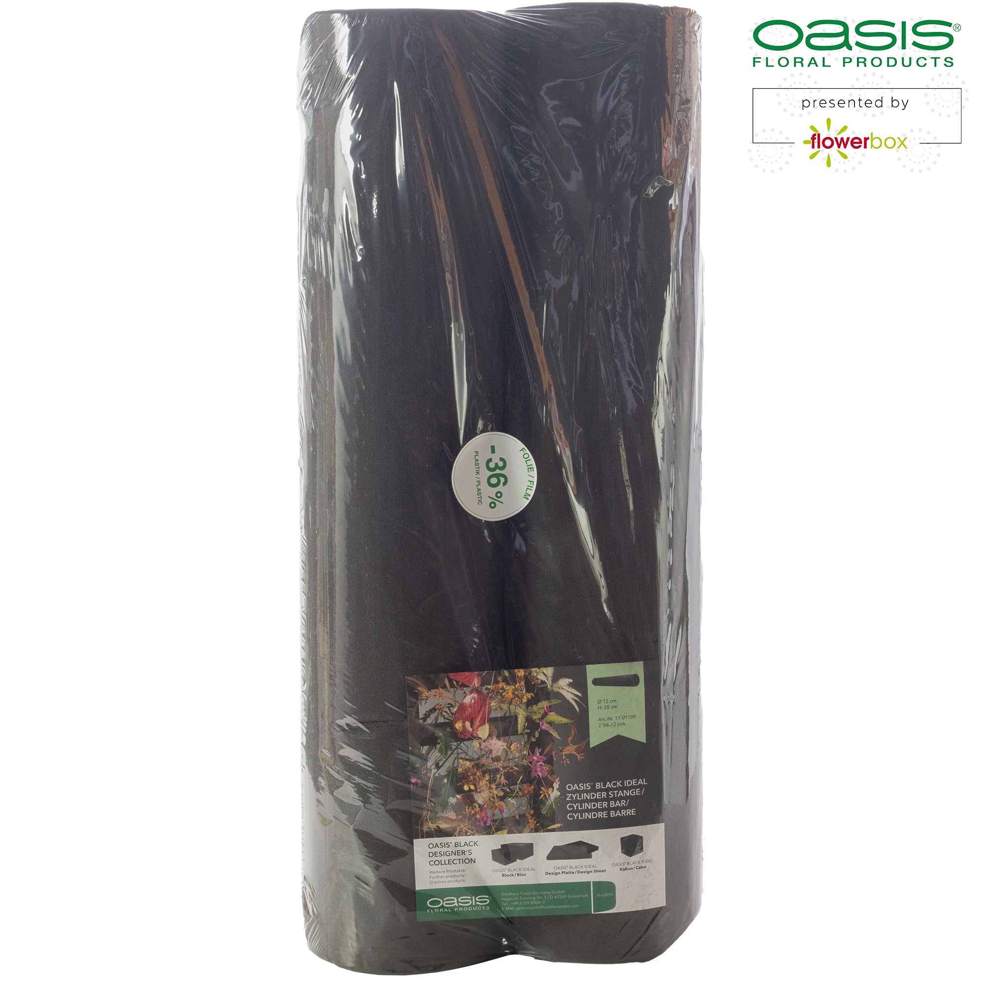 OASIS® BLACK IDEAL Cylinder Rod, Designer's Collection - Height 55 cm - Diameter 12 cm - 2 pieces