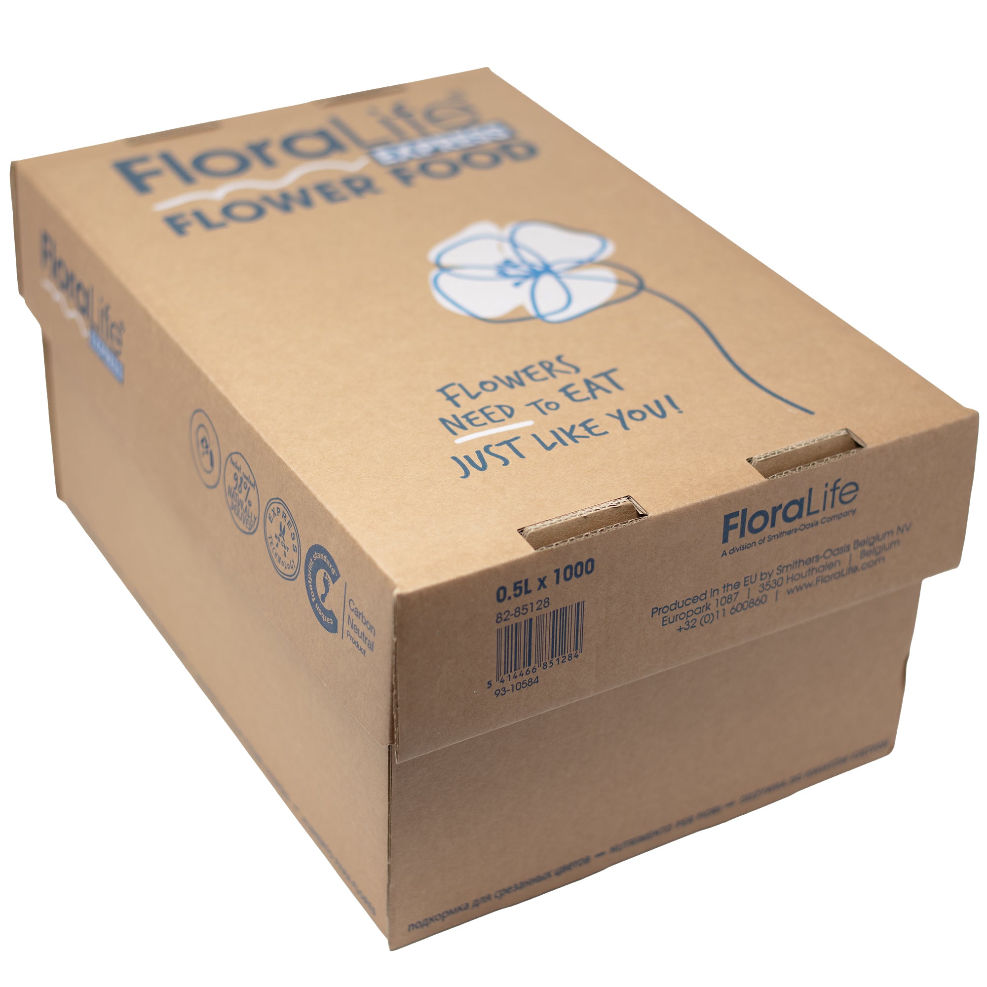 Poudre FloraLife® Express - Sachets en papier pour 0,5 litre d'eau - Carton de 1000 pièces.